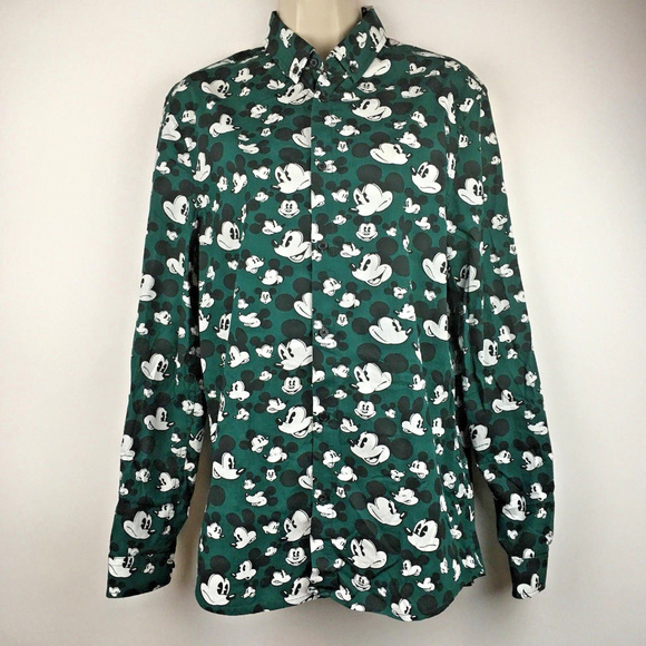 mens mickey mouse button up shirt